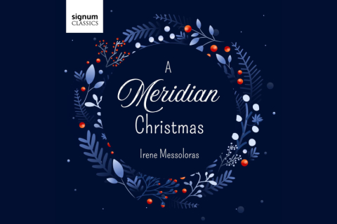 A Meridian Christmas | Irene Messoloras Album cover with a wreath and text