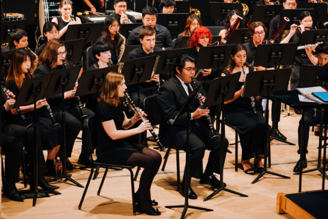 Wind ensemble during concert